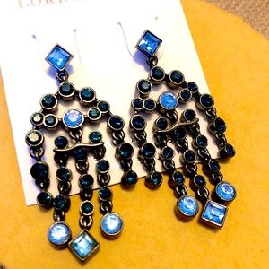 Lab Created Blue Gem Earrings 925 post hypoallergenic worn twice new condition